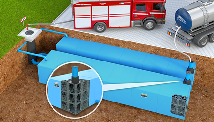 Funke KS-Bluebox als Löschwasserbehälter
